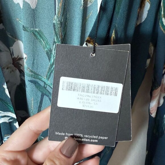 NWT Reformation Whitby Mini Green Dress Floral Wrap Size XS - Picture 10 of 10